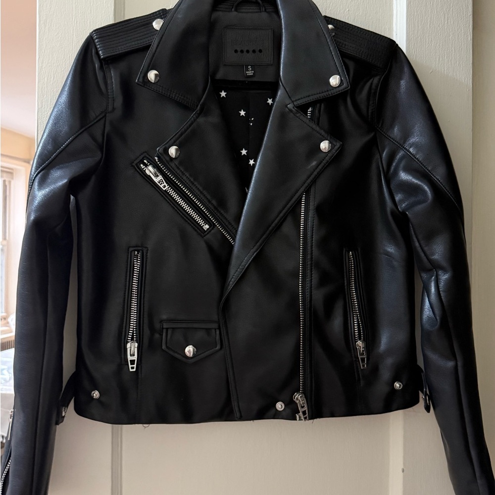 Black Leather Biker Jacket from Revolve